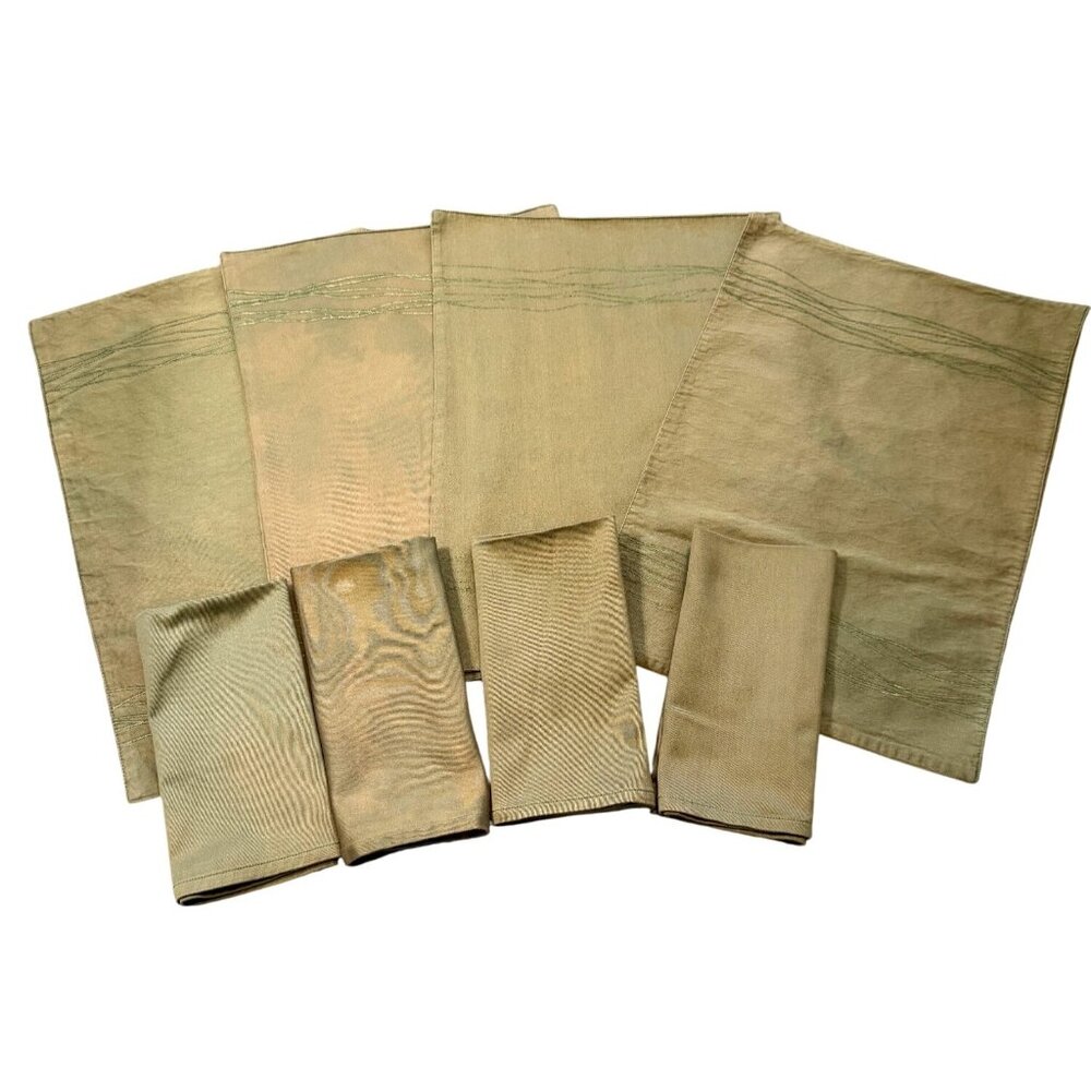 Vtg WC Home Fashions Lot Of 8 Green Table Linens 4 Placemats & 4 Napkins